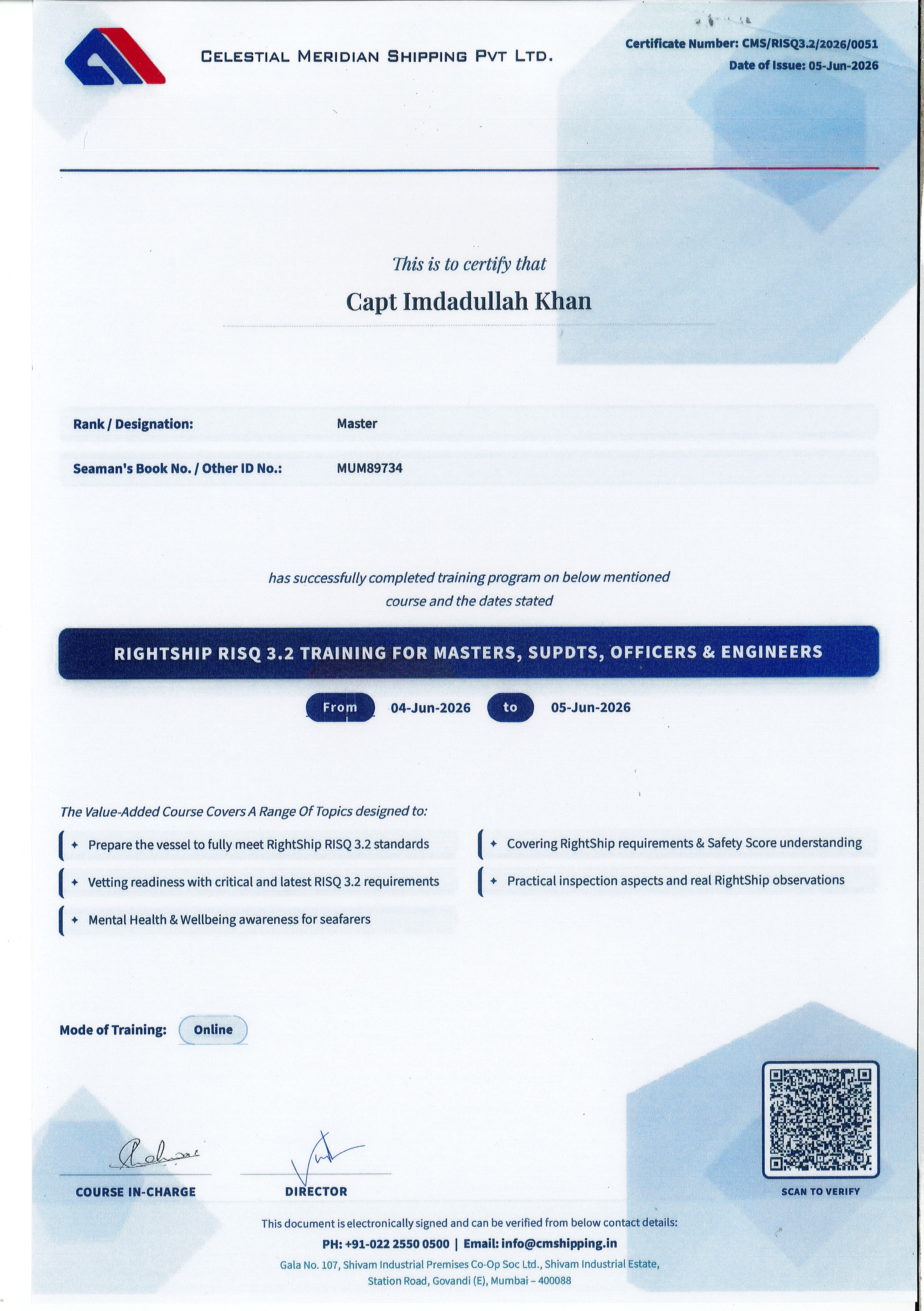 RightShip RISQ 3.2 Training